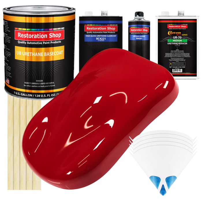 Viper Red - Urethane Basecoat with Clearcoat Auto Paint - Complete Medium Gallon Paint Kit - Professional High Gloss Automotive, Car, Truck Coating