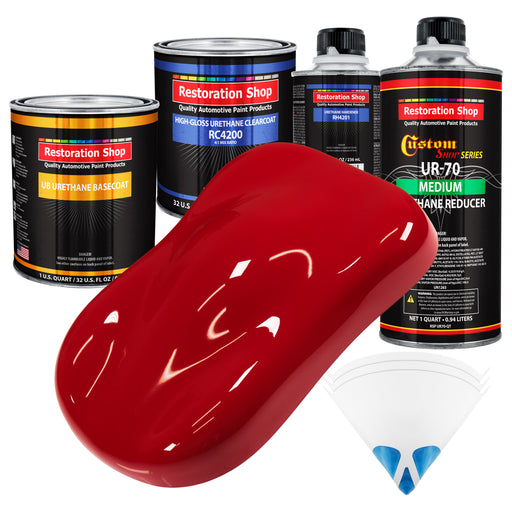 Viper Red - Urethane Basecoat with Clearcoat Auto Paint - Complete Medium Quart Paint Kit - Professional High Gloss Automotive, Car, Truck Coating