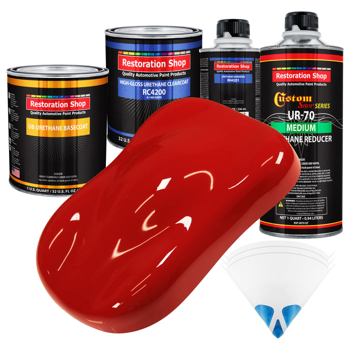 Pro Street Red - Urethane Basecoat with Clearcoat Auto Paint (Complete Medium Quart Paint Kit) Professional High Gloss Automotive Car Truck Coating