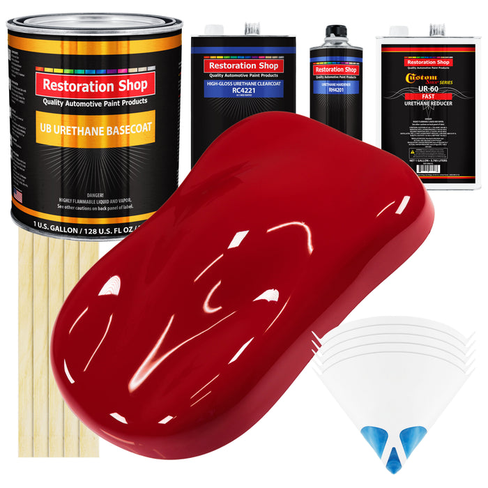 Quarter Mile Red - Urethane Basecoat with Clearcoat Auto Paint (Complete Fast Gallon Paint Kit) Professional High Gloss Automotive Car Truck Coating