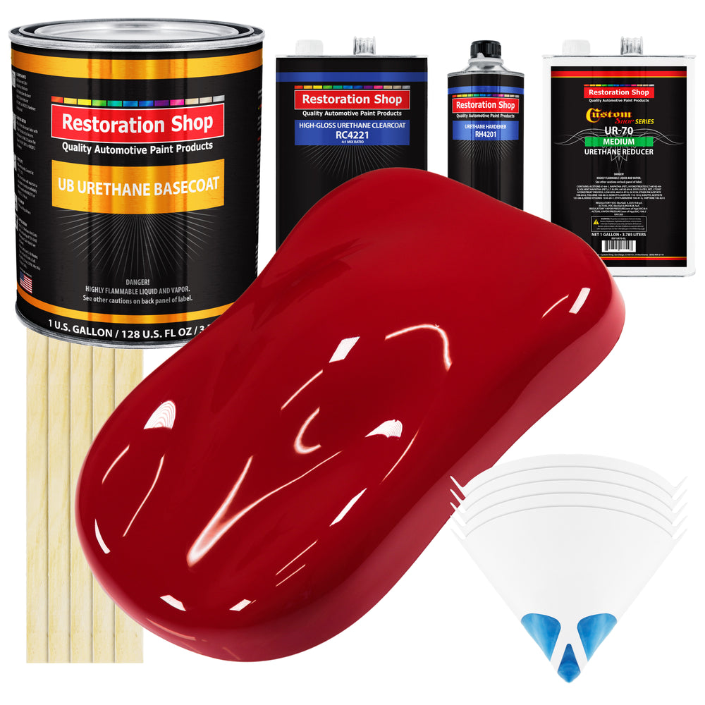 Quarter Mile Red - Urethane Basecoat with Clearcoat Auto Paint - Complete Medium Gallon Paint Kit - Professional Gloss Automotive Car Truck Coating