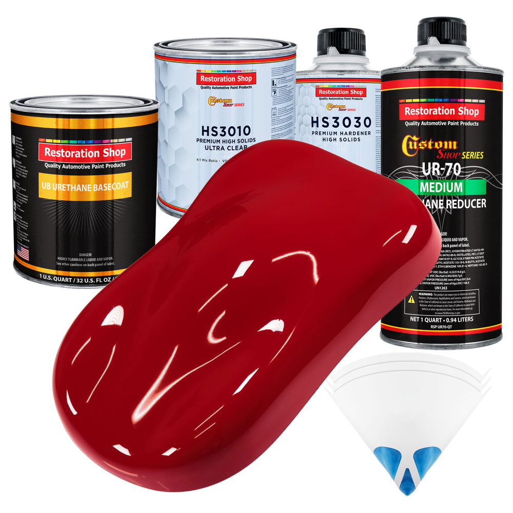 Quarter Mile Red - Urethane Basecoat with Premium Clearcoat Auto Paint - Complete Medium Quart Paint Kit - Professional High Gloss Automotive Coating