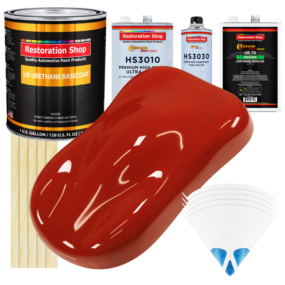 Scarlet Red - Urethane Basecoat with Premium Clearcoat Auto Paint - Complete Medium Gallon Paint Kit - Professional High Gloss Automotive Coating