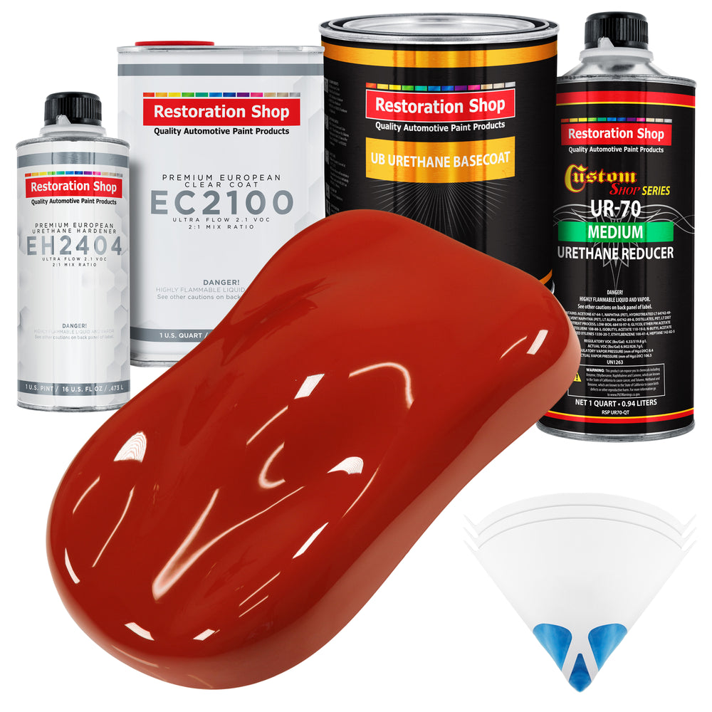 Scarlet Red Urethane Basecoat with European Clearcoat Auto Paint - Complete Quart Paint Color Kit - Automotive Refinish Coating