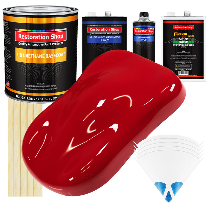 Torch Red - Urethane Basecoat with Clearcoat Auto Paint - Complete Medium Gallon Paint Kit - Professional High Gloss Automotive, Car, Truck Coating