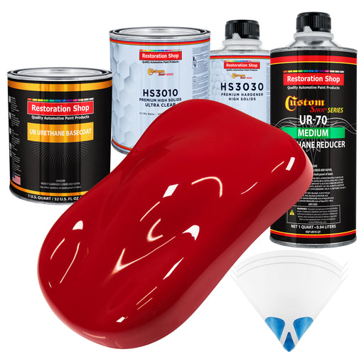 Torch Red - Urethane Basecoat with Premium Clearcoat Auto Paint - Complete Medium Quart Paint Kit - Professional High Gloss Automotive Coating