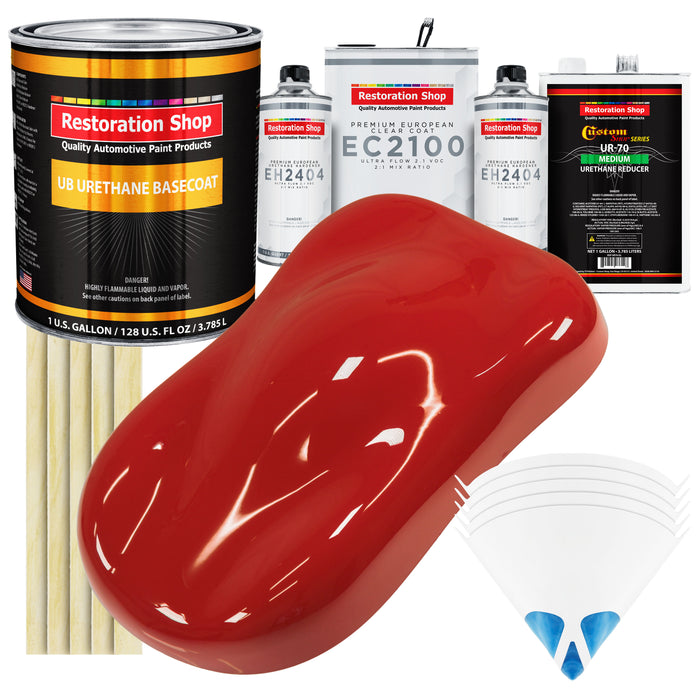 Jalapeno Bright Red Urethane Basecoat with European Clearcoat Auto Paint - Complete Gallon Paint Color Kit - Automotive Refinish Coating