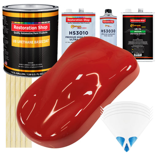 Jalapeno Bright Red - Urethane Basecoat with Premium Clearcoat Auto Paint - Complete Medium Gallon Paint Kit - Professional Gloss Automotive Coating