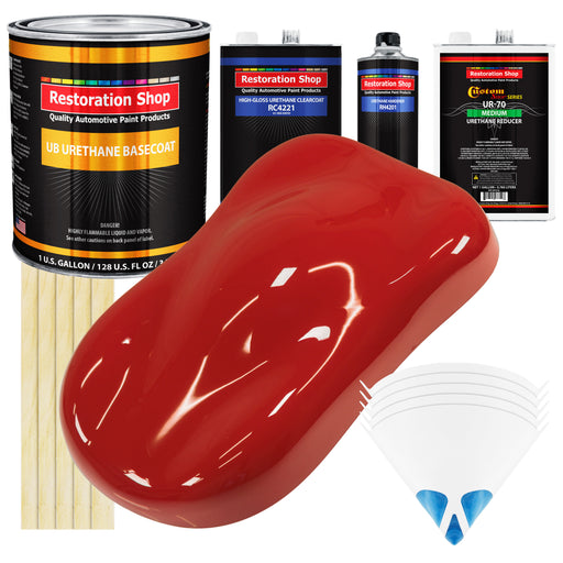 Jalapeno Bright Red - Urethane Basecoat with Clearcoat Auto Paint - Complete Medium Gallon Paint Kit - Professional Gloss Automotive Car Truck Coating