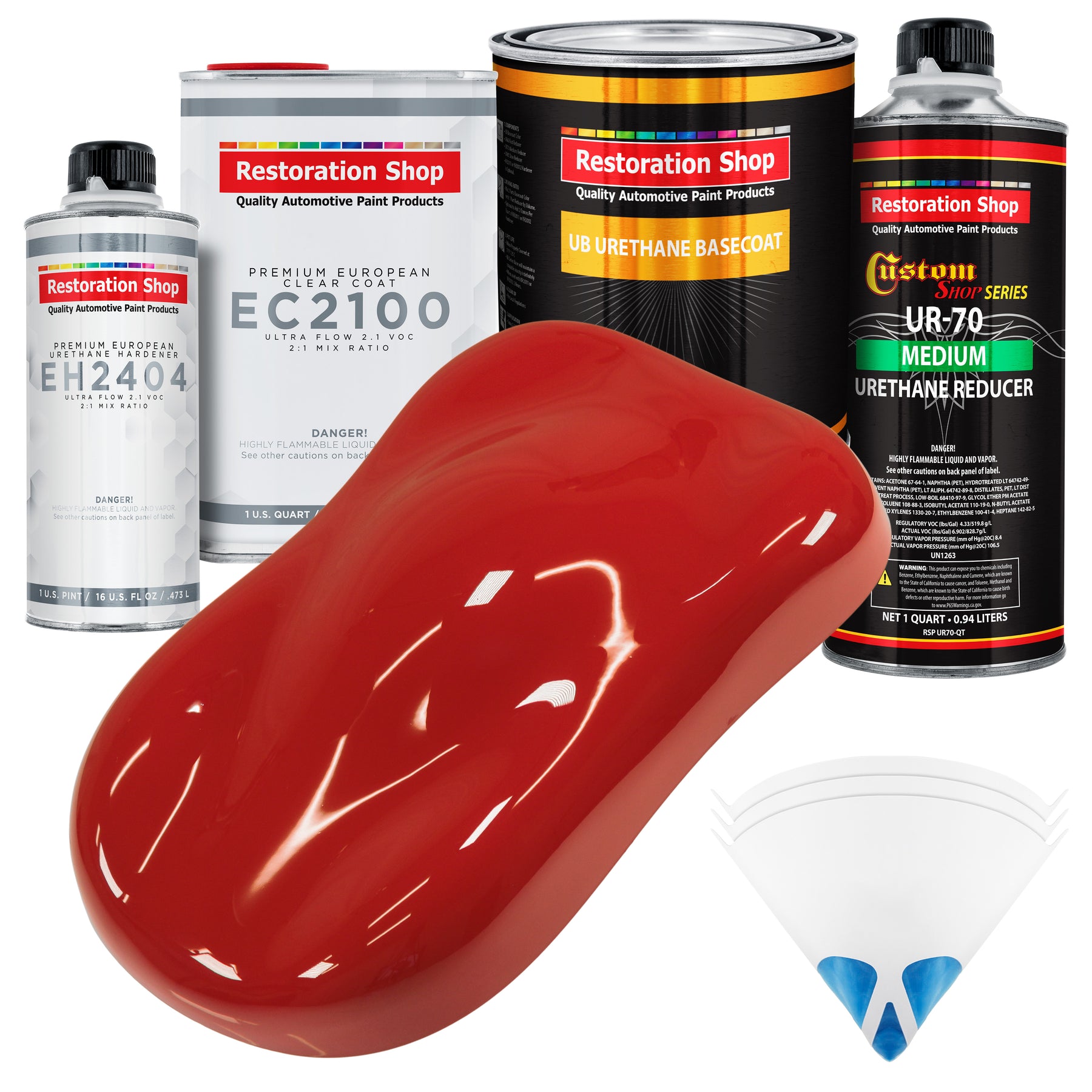 Jalapeno Bright Red Urethane Basecoat with European Clearcoat Auto Paint -  Complete Quart Paint Color Kit - Automotive Refinish Coating