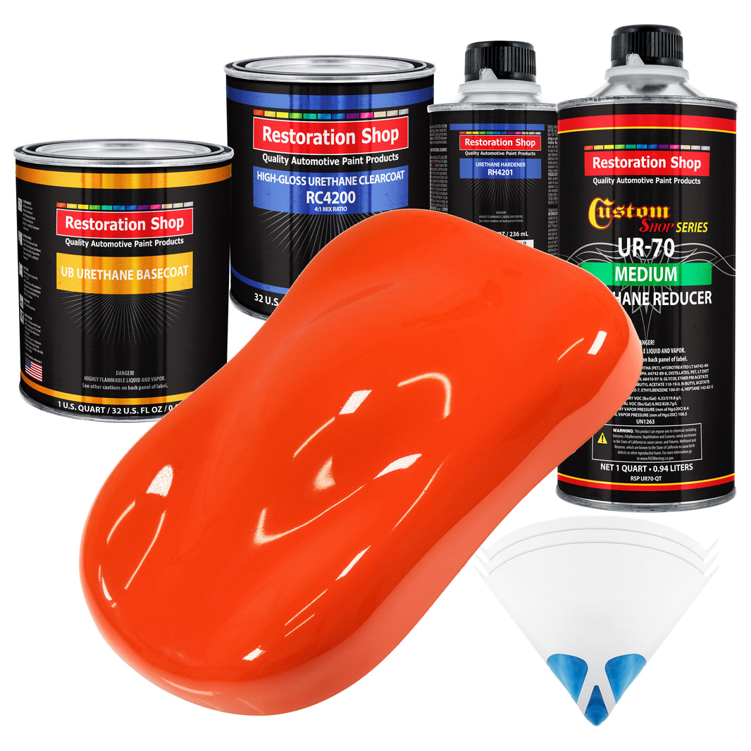 Speed Orange - Urethane Basecoat with Clearcoat Auto Paint - Complete Medium Quart Paint Kit - Professional High Gloss Automotive, Car, Truck Coating