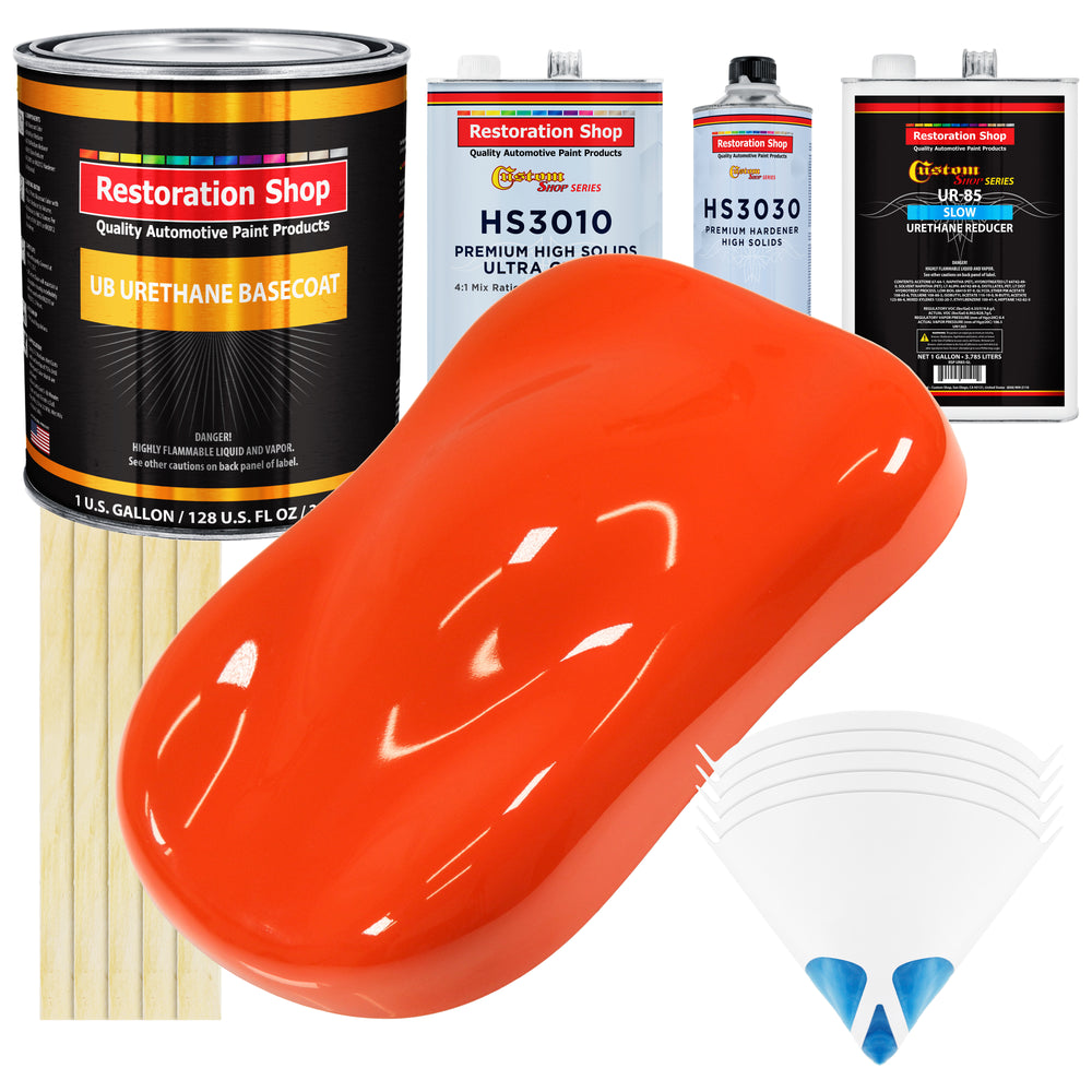 Speed Orange - Urethane Basecoat with Premium Clearcoat Auto Paint - Complete Slow Gallon Paint Kit - Professional High Gloss Automotive Coating