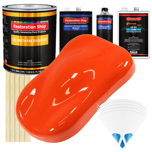 Speed Orange - Urethane Basecoat with Clearcoat Auto Paint - Complete Slow Gallon Paint Kit - Professional High Gloss Automotive, Car, Truck Coating
