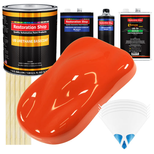 Charger Orange - Urethane Basecoat with Clearcoat Auto Paint (Complete Medium Gallon Paint Kit) Professional High Gloss Automotive Car Truck Coating