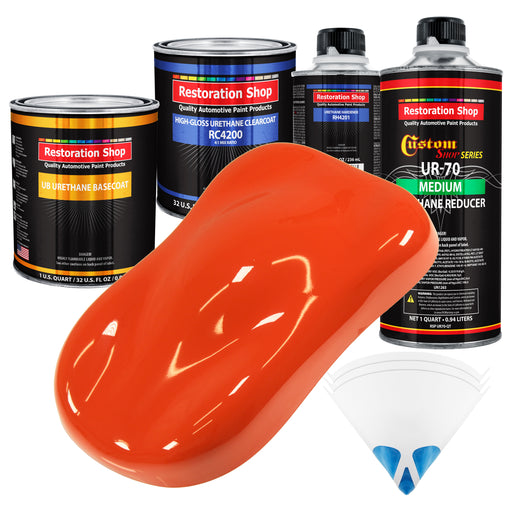 Charger Orange - Urethane Basecoat with Clearcoat Auto Paint (Complete Medium Quart Paint Kit) Professional High Gloss Automotive Car Truck Coating