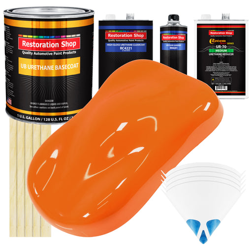 California Orange - Urethane Basecoat with Clearcoat Auto Paint - Complete Medium Gallon Paint Kit - Professional Gloss Automotive Car Truck Coating