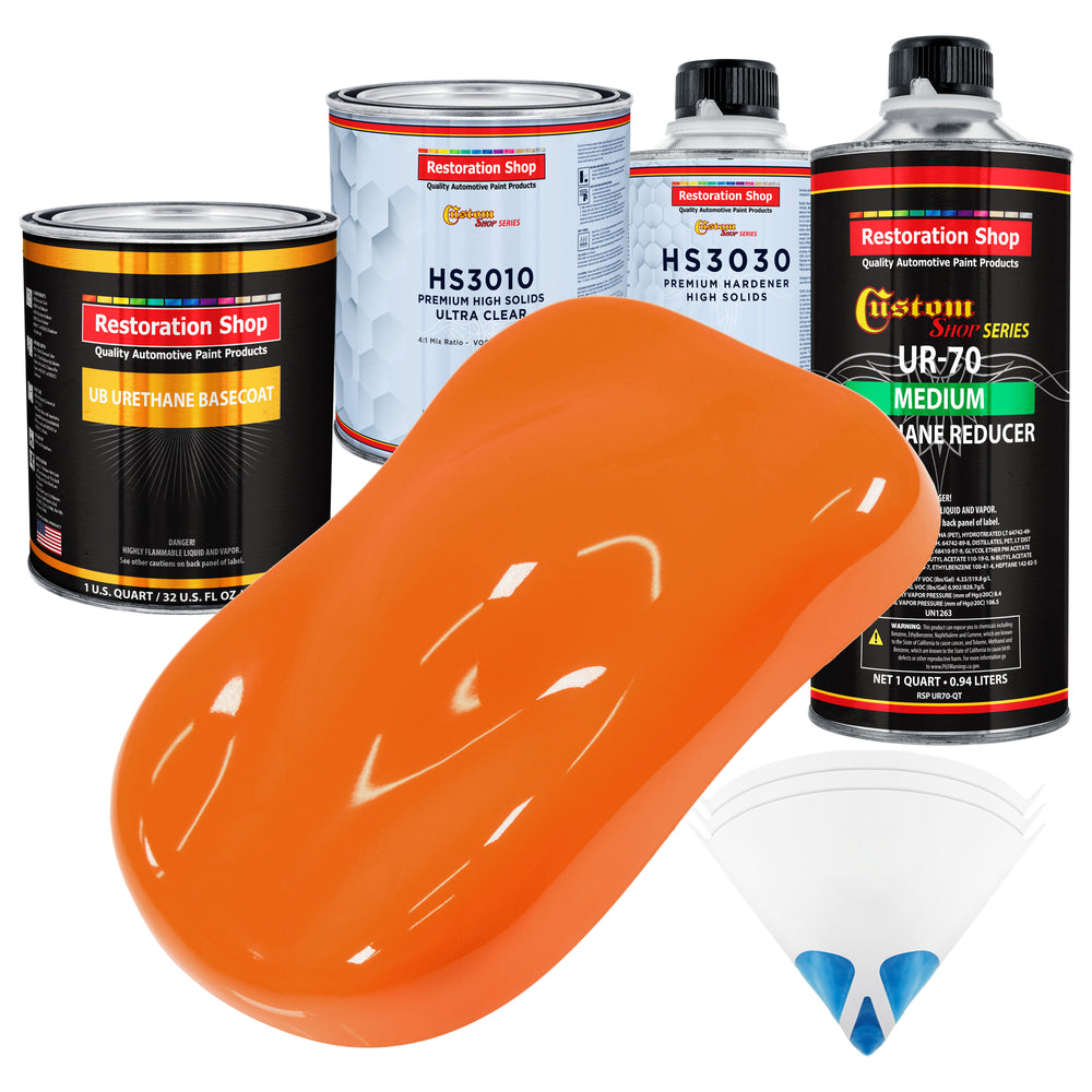 California Orange - Urethane Basecoat with Premium Clearcoat Auto Paint - Complete Medium Quart Paint Kit - Professional High Gloss Automotive Coating