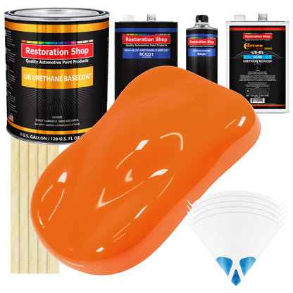 California Orange - Urethane Basecoat with Clearcoat Auto Paint - Complete Slow Gallon Paint Kit - Professional Gloss Automotive Car Truck Coating