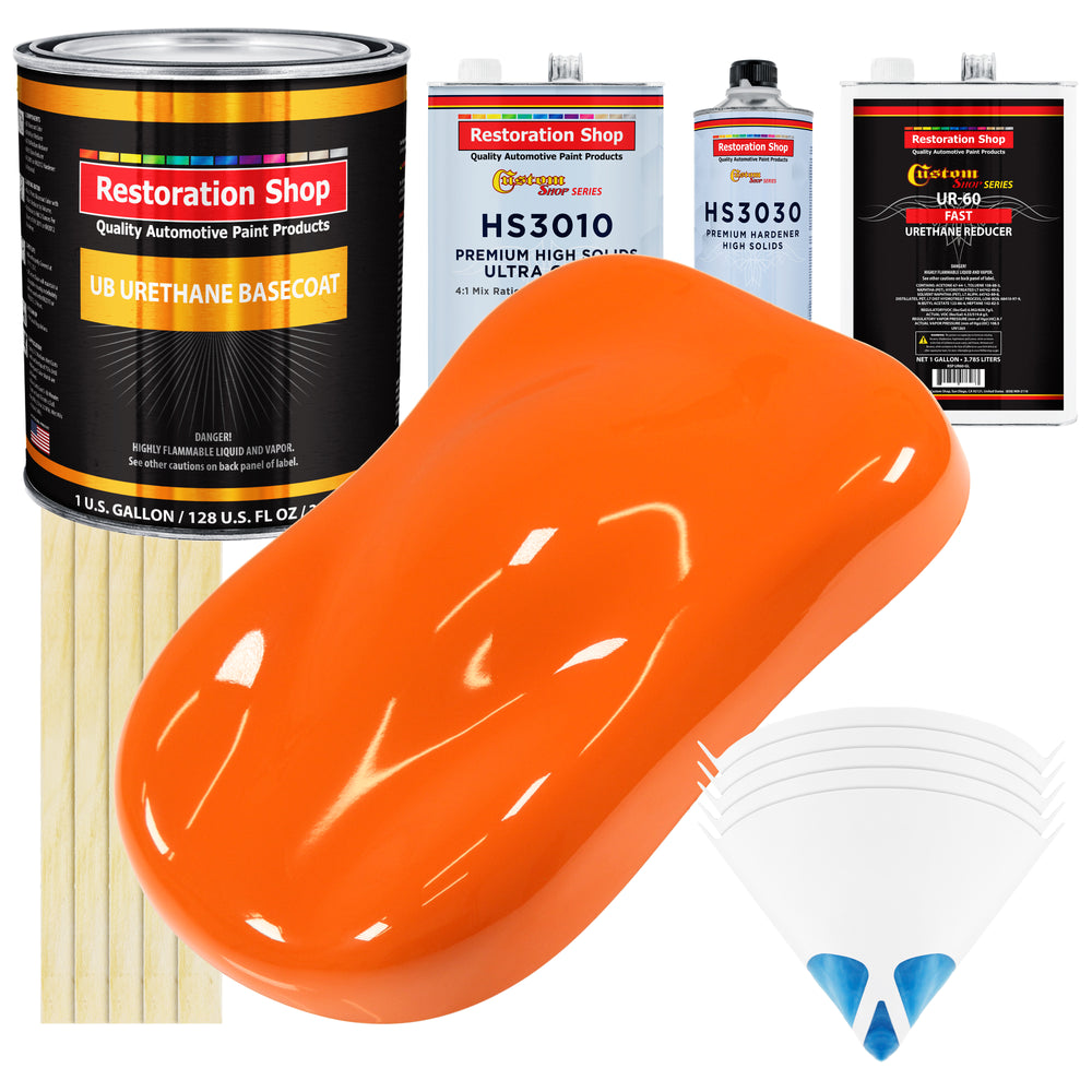 Omaha Orange - Urethane Basecoat with Premium Clearcoat Auto Paint - Complete Fast Gallon Paint Kit - Professional High Gloss Automotive Coating