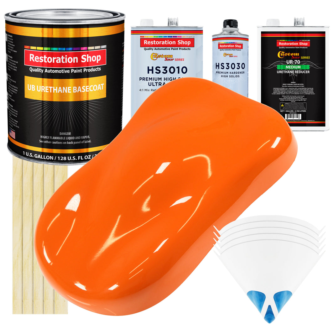 Omaha Orange - Urethane Basecoat with Premium Clearcoat Auto Paint - Complete Medium Gallon Paint Kit - Professional High Gloss Automotive Coating