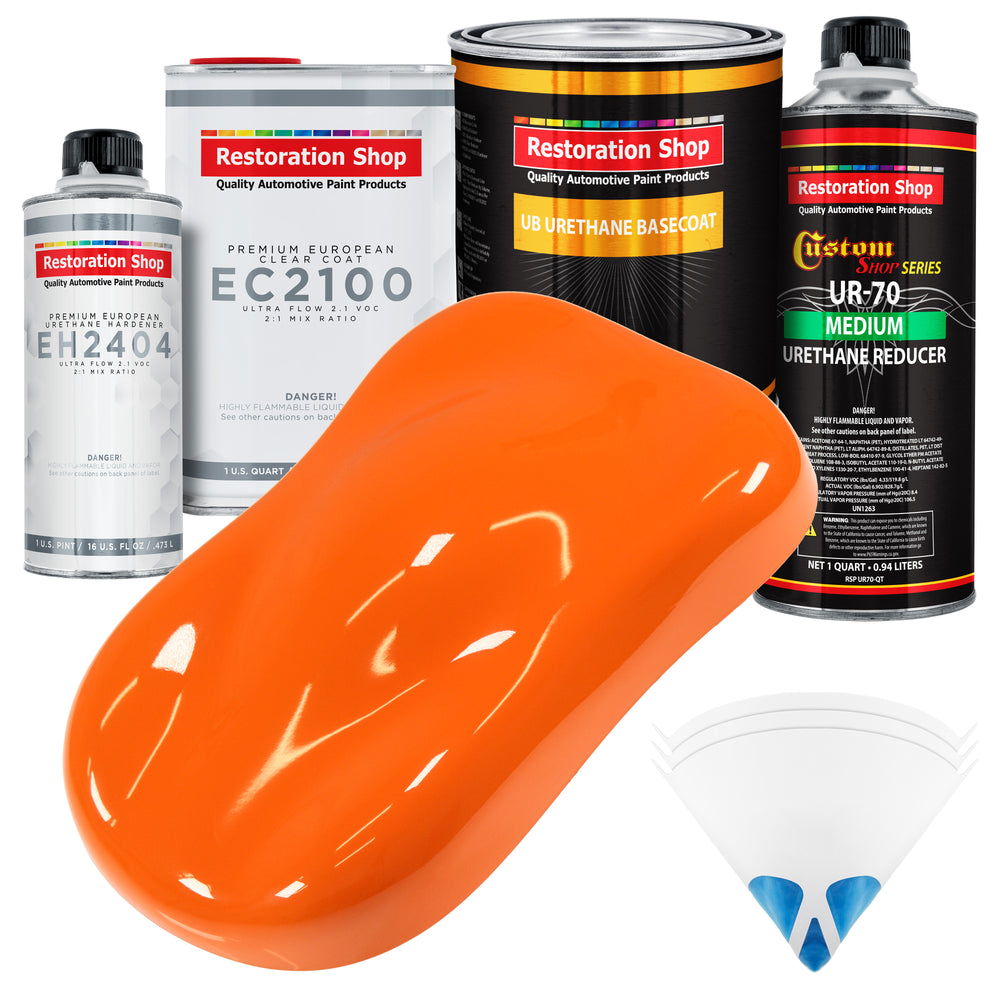 Omaha Orange Urethane Basecoat with European Clearcoat Auto Paint - Complete Quart Paint Color Kit - Automotive Refinish Coating