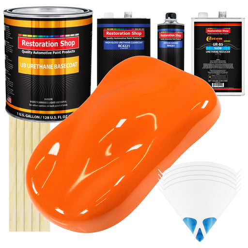 Omaha Orange - Urethane Basecoat with Clearcoat Auto Paint - Complete Slow Gallon Paint Kit - Professional High Gloss Automotive, Car, Truck Coating