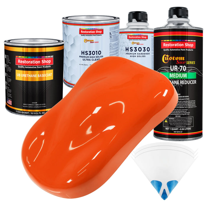 Hugger Orange - Urethane Basecoat with Premium Clearcoat Auto Paint - Complete Medium Quart Paint Kit - Professional High Gloss Automotive Coating
