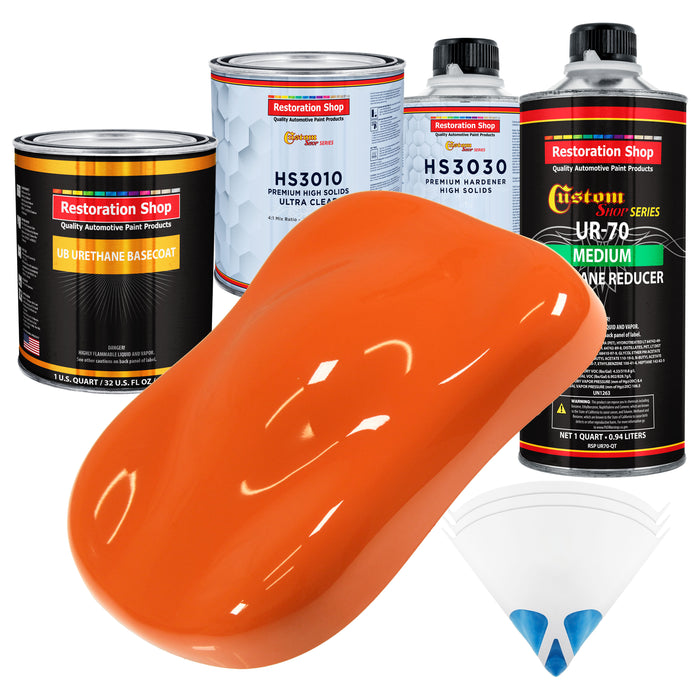 Sunset Orange - Urethane Basecoat with Premium Clearcoat Auto Paint - Complete Medium Quart Paint Kit - Professional High Gloss Automotive Coating