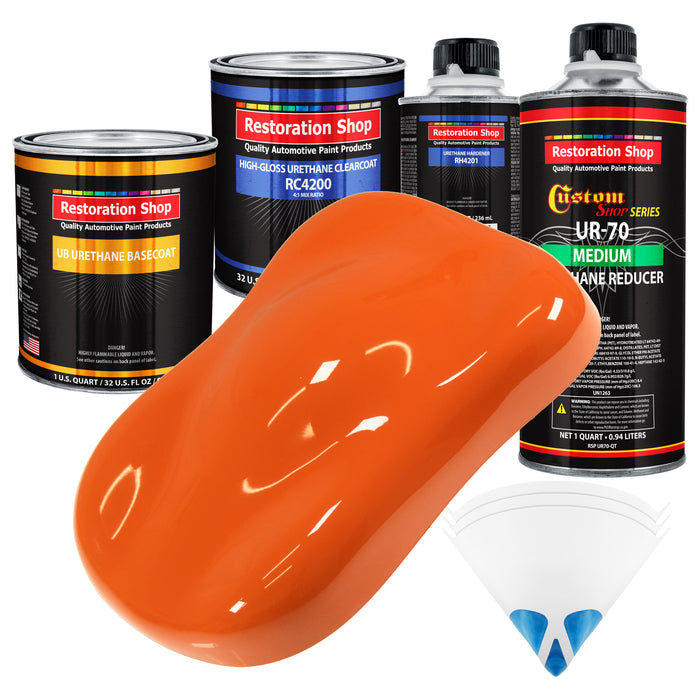 Sunset Orange - Urethane Basecoat with Clearcoat Auto Paint - Complete Medium Quart Paint Kit - Professional High Gloss Automotive, Car, Truck Coating