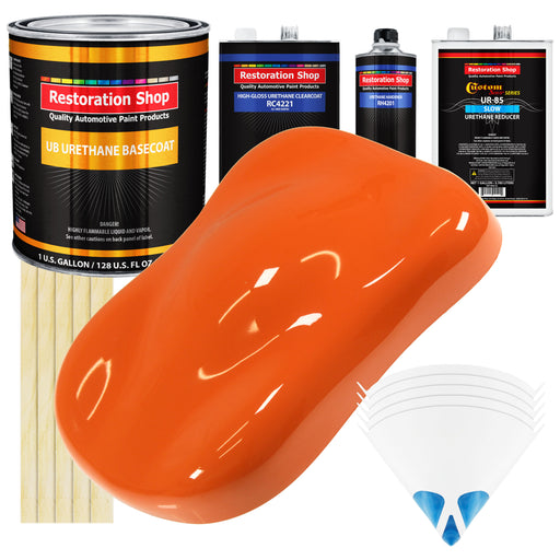 Sunset Orange - Urethane Basecoat with Clearcoat Auto Paint - Complete Slow Gallon Paint Kit - Professional High Gloss Automotive, Car, Truck Coating