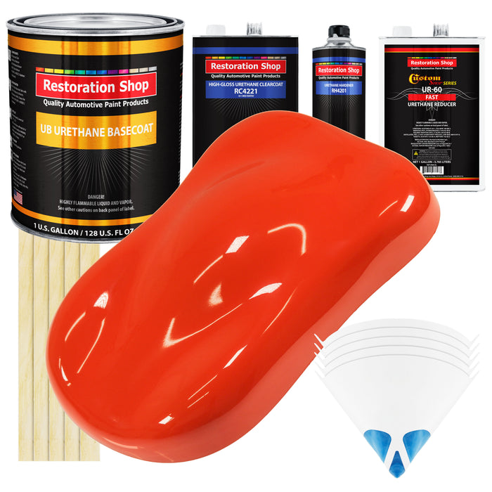 Hemi Orange - Urethane Basecoat with Clearcoat Auto Paint - Complete Fast Gallon Paint Kit - Professional High Gloss Automotive, Car, Truck Coating