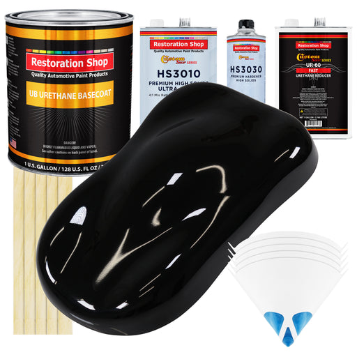 Jet Black (Gloss) - Urethane Basecoat with Premium Clearcoat Auto Paint - Complete Fast Gallon Paint Kit - Professional High Gloss Automotive Coating