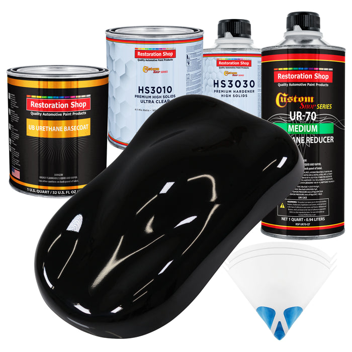 Boulevard Black - Urethane Basecoat with Premium Clearcoat Auto Paint - Complete Medium Quart Paint Kit - Professional High Gloss Automotive Coating