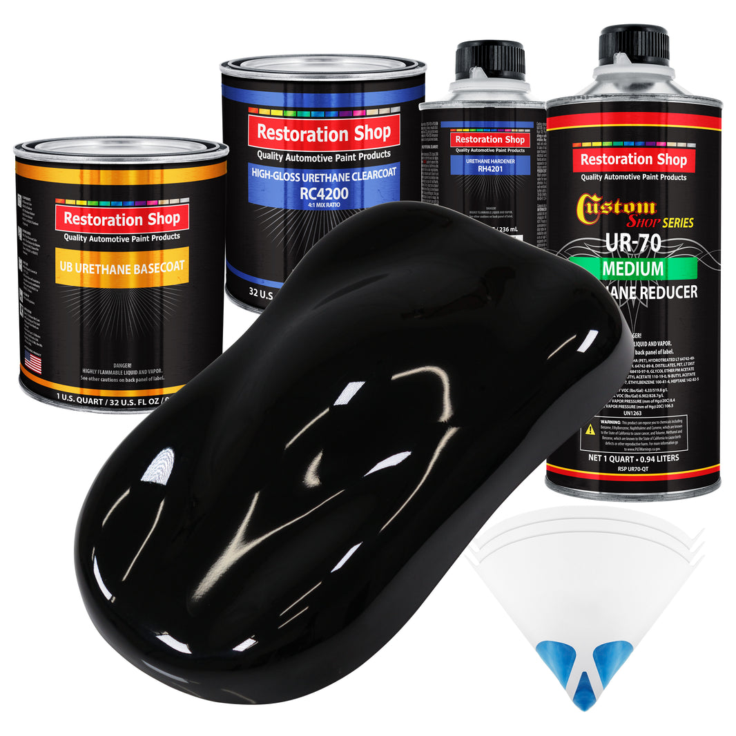 Boulevard Black - Urethane Basecoat with Clearcoat Auto Paint (Complete Medium Quart Paint Kit) Professional High Gloss Automotive Car Truck Coating