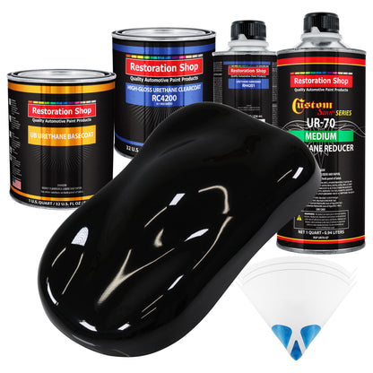 Boulevard Black - Urethane Basecoat with Clearcoat Auto Paint (Complete Medium Quart Paint Kit) Professional High Gloss Automotive Car Truck Coating