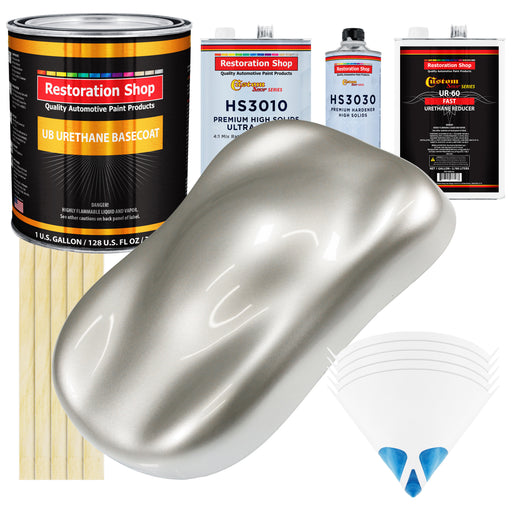 Sterling Silver Metallic - Urethane Basecoat with Premium Clearcoat Auto Paint (Complete Fast Gallon Paint Kit) Professional Gloss Automotive Coating