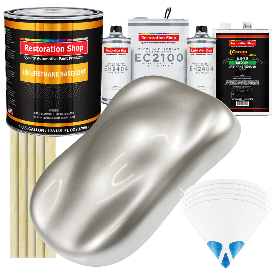 Sterling Silver Metallic Urethane Basecoat with European Clearcoat Auto Paint - Complete Gallon Paint Color Kit - Automotive Refinish Coating