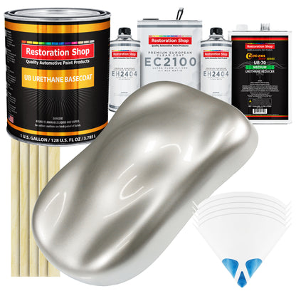 Sterling Silver Metallic Urethane Basecoat with European Clearcoat Auto Paint - Complete Gallon Paint Color Kit - Automotive Refinish Coating