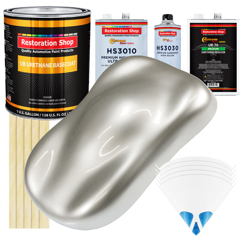 Sterling Silver Metallic - Urethane Basecoat with Premium Clearcoat Auto Paint - Complete Medium Gallon Paint Kit - Professional Automotive Coating