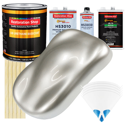 Sterling Silver Metallic - Urethane Basecoat with Premium Clearcoat Auto Paint - Complete Medium Gallon Paint Kit - Professional Automotive Coating