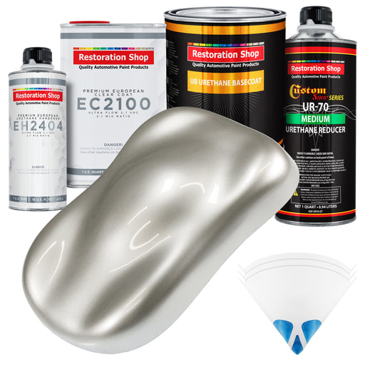 Sterling Silver Metallic Urethane Basecoat with European Clearcoat Auto Paint - Complete Quart Paint Color Kit - Automotive Refinish Coating
