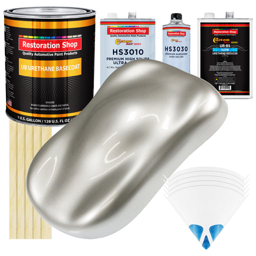 Sterling Silver Metallic - Urethane Basecoat with Premium Clearcoat Auto Paint (Complete Slow Gallon Paint Kit) Professional Gloss Automotive Coating