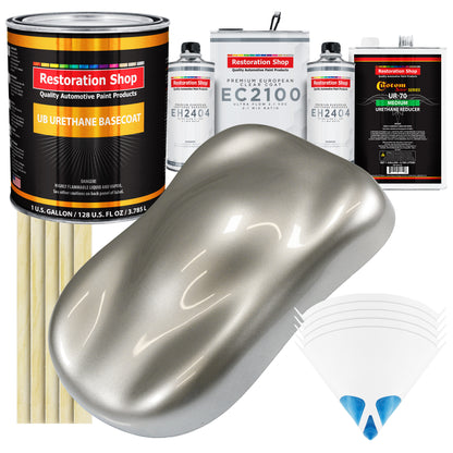 Pewter Silver Metallic Urethane Basecoat with European Clearcoat Auto Paint - Complete Gallon Paint Color Kit - Automotive Refinish Coating