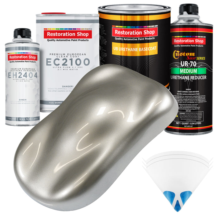 Pewter Silver Metallic Urethane Basecoat with European Clearcoat Auto Paint - Complete Quart Paint Color Kit - Automotive Refinish Coating