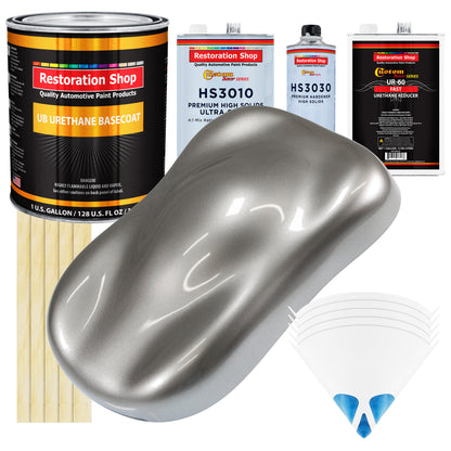 Titanium Gray Metallic - Urethane Basecoat with Premium Clearcoat Auto Paint - Complete Fast Gallon Paint Kit - Professional Gloss Automotive Coating