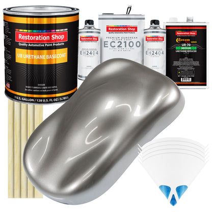 Titanium Gray Metallic Urethane Basecoat with European Clearcoat Auto Paint - Complete Gallon Paint Color Kit - Automotive Refinish Coating