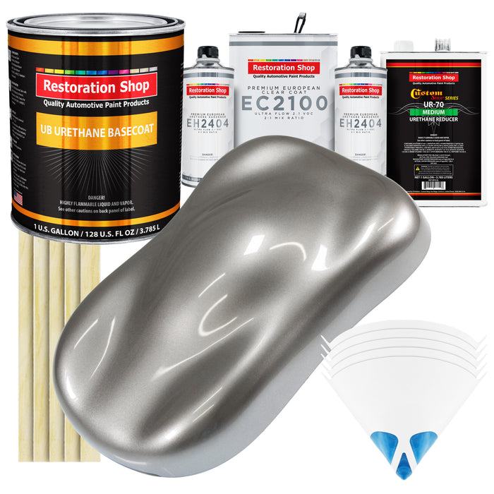 Titanium Gray Metallic Urethane Basecoat with European Clearcoat Auto Paint - Complete Gallon Paint Color Kit - Automotive Refinish Coating