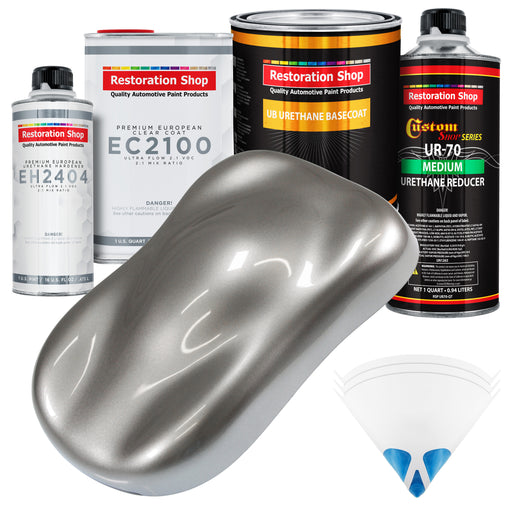 Titanium Gray Metallic Urethane Basecoat with European Clearcoat Auto Paint - Complete Quart Paint Color Kit - Automotive Refinish Coating