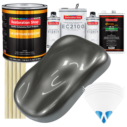 Dark Charcoal Metallic Urethane Basecoat with European Clearcoat Auto Paint - Complete Gallon Paint Color Kit - Automotive Refinish Coating