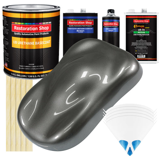 Dark Charcoal Metallic - Urethane Basecoat with Clearcoat Auto Paint - Complete Medium Gallon Paint Kit - Professional Automotive Car Truck Coating